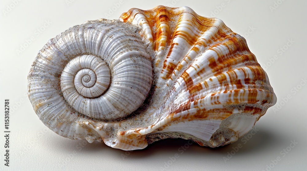 An intricately patterned seashell with a spiral center and fluted edges. Ideal for nature photography or coastal-themed designs. An intricately patterned seashell with a spiral center and fluted edges. Ideal for nature photography or coastal-themed designs.