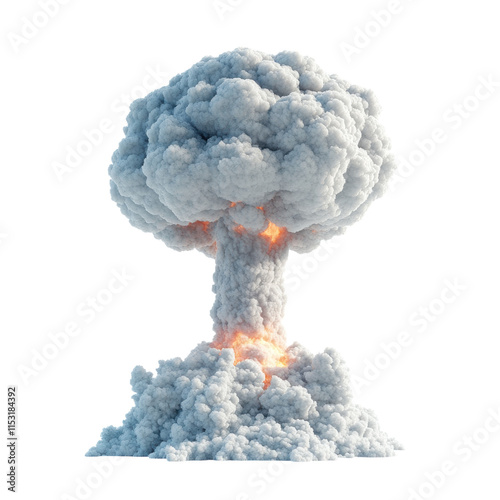 Nuclear explosion creates massive mushroom cloud over desolate landscape in the afternoon light
