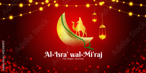 Vector illustration of Al Isra' wal Mi'raj social media template