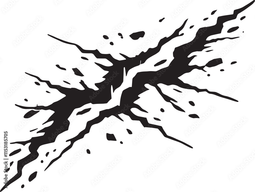Cracks shape element silhouette vector illustration isolated on a white background Cracks shape element silhouette vector illustration isolated on a white background