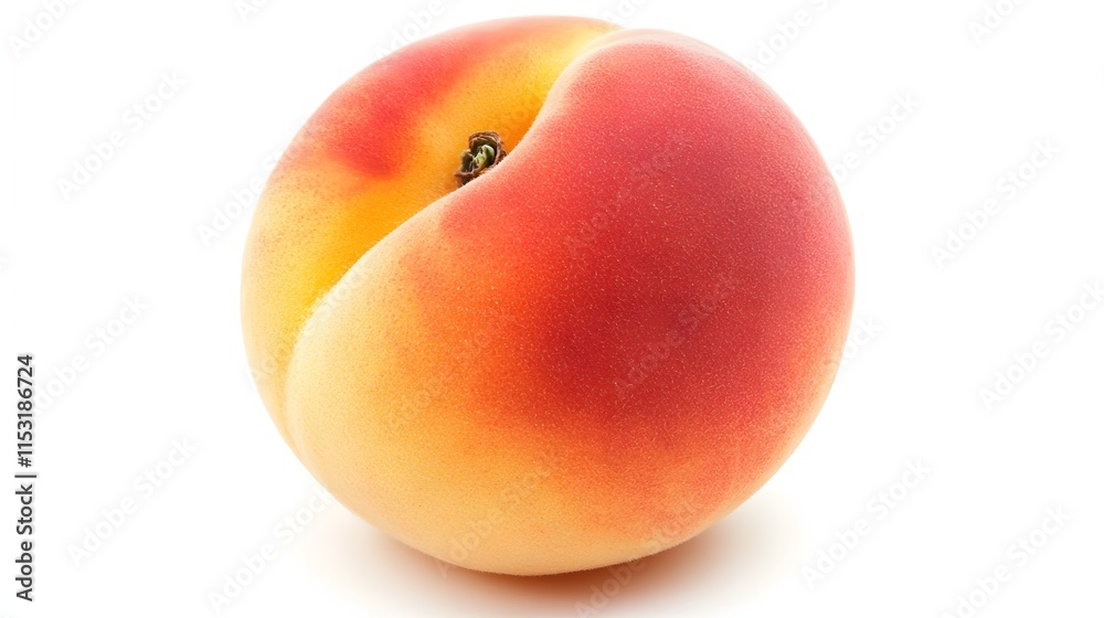 A single ripe peach isolated on white background A single ripe peach isolated on white background