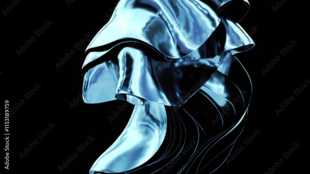 Dynamic flow of vivid blue patterns creates an endless visual loop for music
