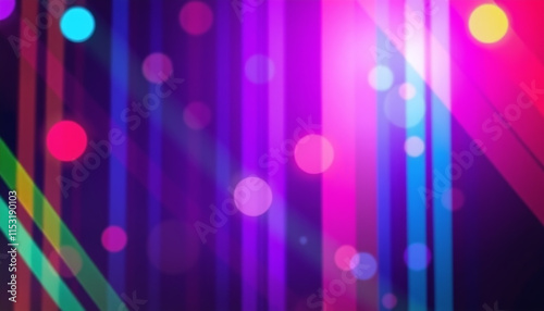 Abstract Color Spectrum of curves, lines and angles, diagonal stripes and concentric circles with bokeh effect