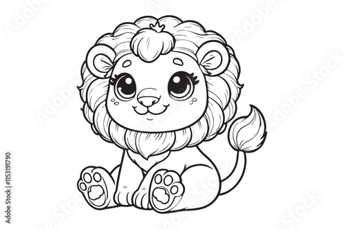 Kawaii lion illustration kids' coloring books photo