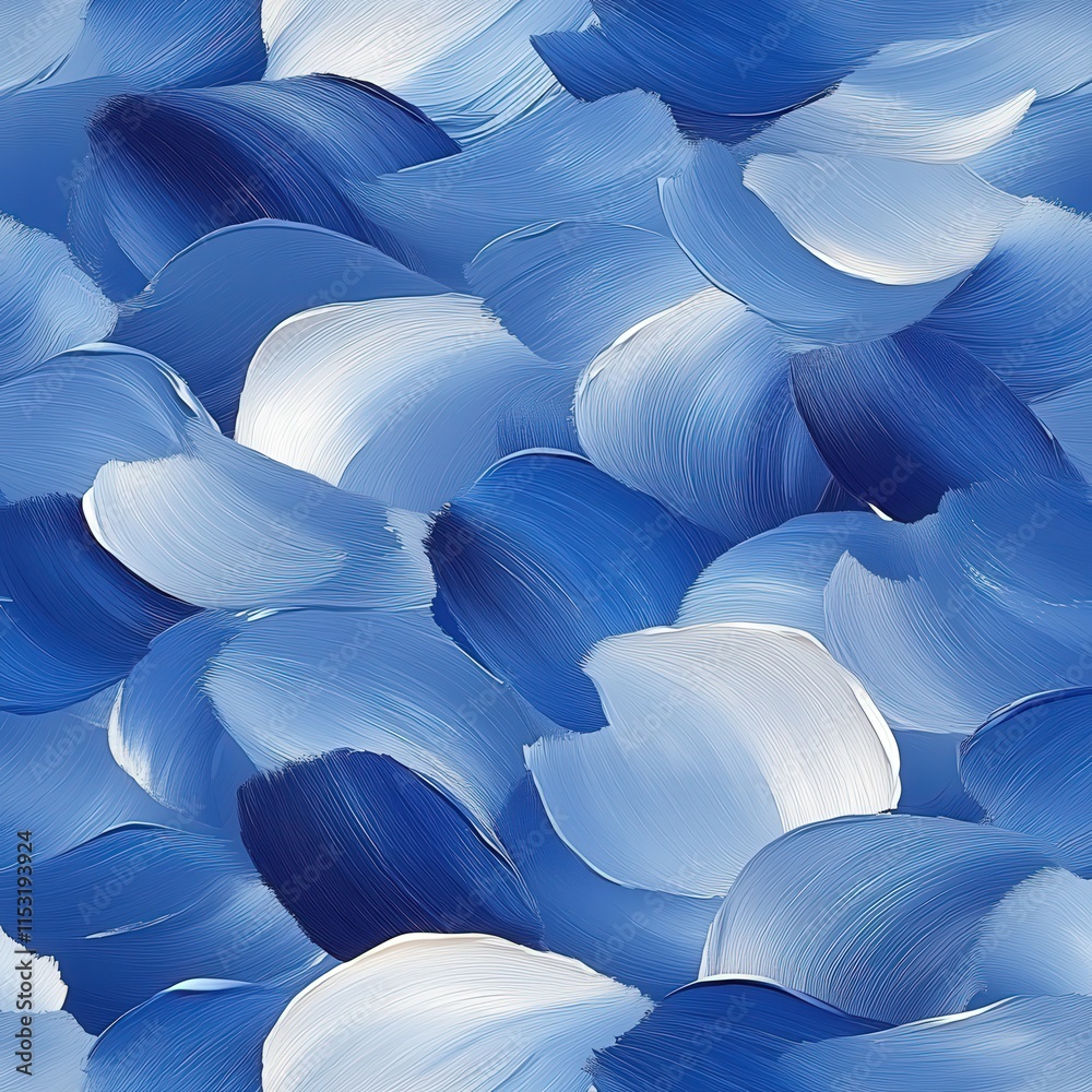 Obraz premium An abstract pattern featuring dynamic brush strokes in varying shades of blue, creating a serene and calming atmosphere.