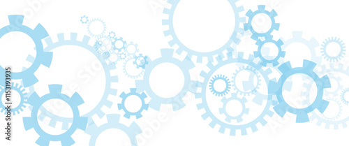 Vector white gear wheel with electronic circuit board for mechanical engineering with dots and lines connection. Abstract technical background design.