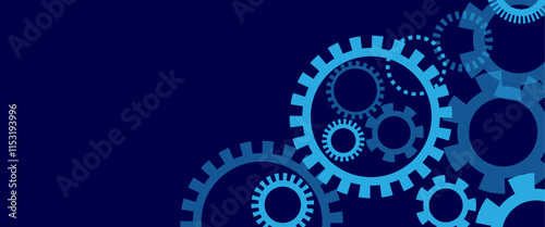 Futuristic gear wheel with wave flow, Hi-tech digital technology and mechanical engineering concept background.