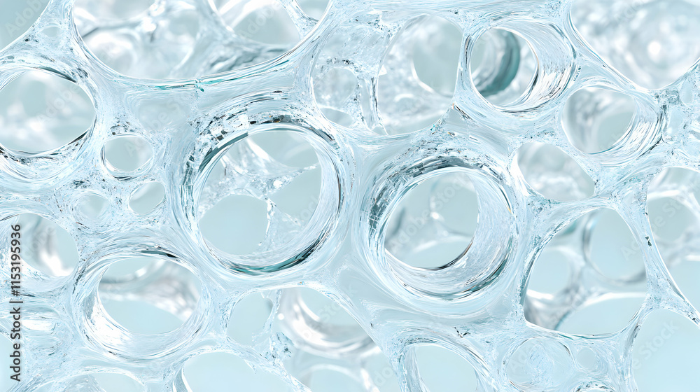 Abstract Water Network, Interconnected Circular Forms Flowing Seamlessly, Creating a Mesmerizing Aqua-Blue Texture. Abstract Water Network, Interconnected Circular Forms Flowing Seamlessly, Creating a Mesmerizing Aqua-Blue Texture.