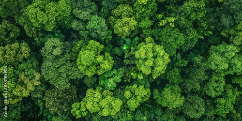 top view of dense green forest landscape