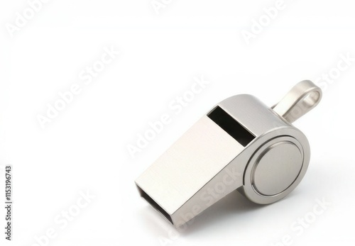 Professional silver whistle for sports, coaching, and refereeing with sleek design, ideal for athletic events, training sessions, and outdoor activities photo