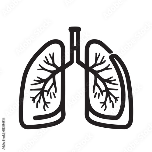 Human lung vector silhouette