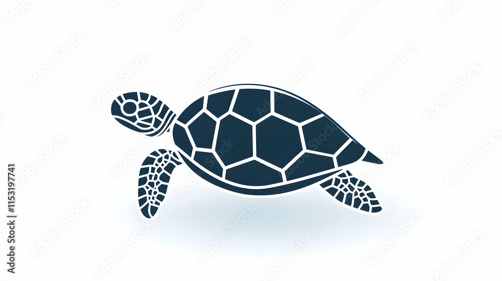Obraz premium Sea Turtle Silhouette, Ocean Wildlife, Gracefully Swimming