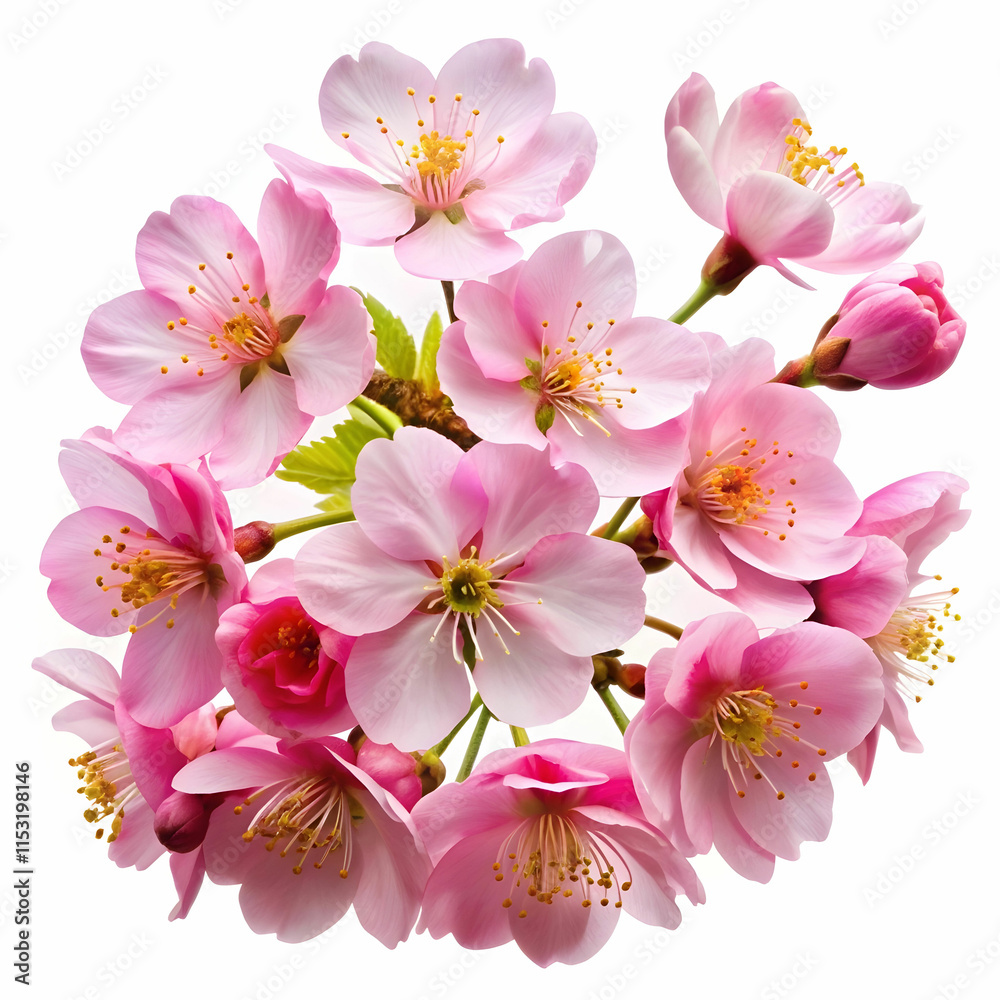 Fototapeta premium A delicate cherry blossom flower isolated on a transparent background, perfect for spring-themed designs, floral pattern