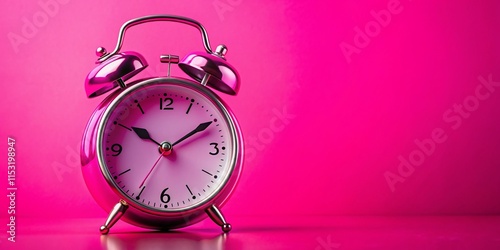 Macro Close-up of Alarm Clock on Pink Background - Vibrant Colorful Still Life photo