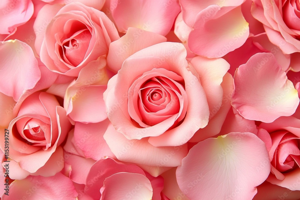 Close up of blooming pink roses flowers and petals isolated on white table background. Floral frame composition. Decorative web banner. Styled stock photo. Close up of blooming pink roses flowers and petals isolated on white table background. Floral frame composition. Decorative web banner. Styled stock photo.