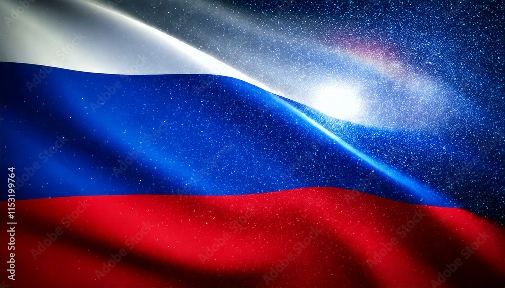 Naklejka premium CG Illustration of Russian Flag Waving Against Space Background.