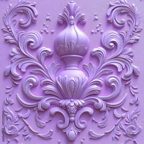 Intricate lavender embossed design showcasing vintage floral patterns, perfect for elegant backgrounds or interior decor.
