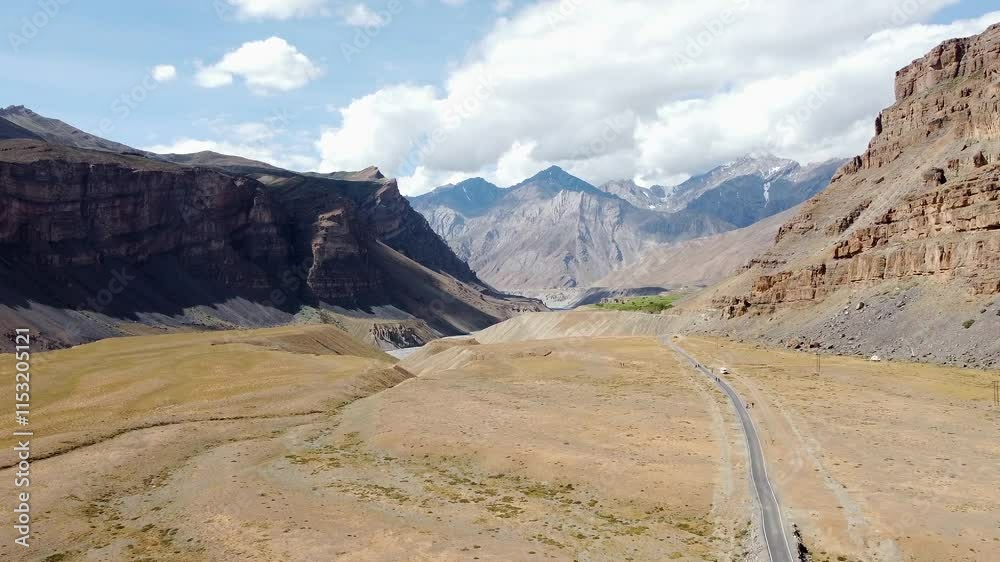 An aerial view of the himalayan mountains at spiti valley in dhar pangmo, gramphu-batal-kaza road himachal pradesh, India. An aerial view of the himalayan mountains at spiti valley in dhar pangmo, gramphu-batal-kaza road himachal pradesh, India.