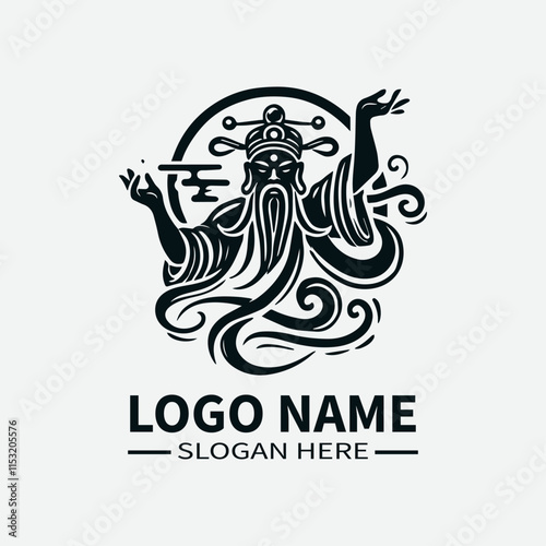 Fu Lu Shou Chinese Gods Logo Design, Chinese Mythology, Good Fortune, Prosperity, Longevity