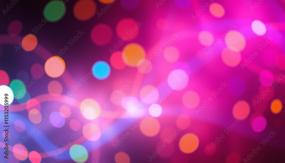 Abstract Color Spectrum of curves, lines and angles, diagonal stripes and concentric circles with bokeh effect