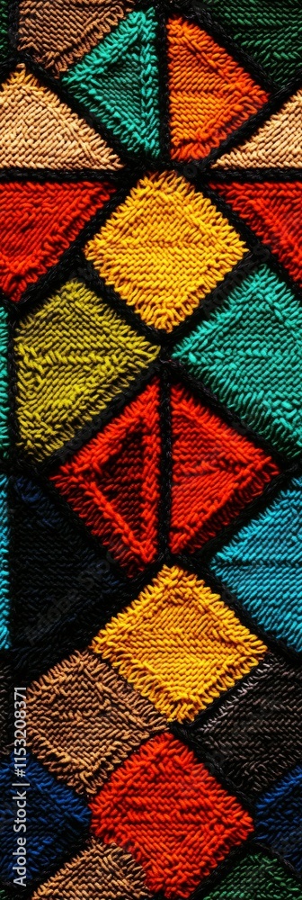 Seamless Linen Knit Textile Background with Colorful Geometric Patterns And Shapes Seamless Linen Knit Textile Background with Colorful Geometric Patterns And Shapes