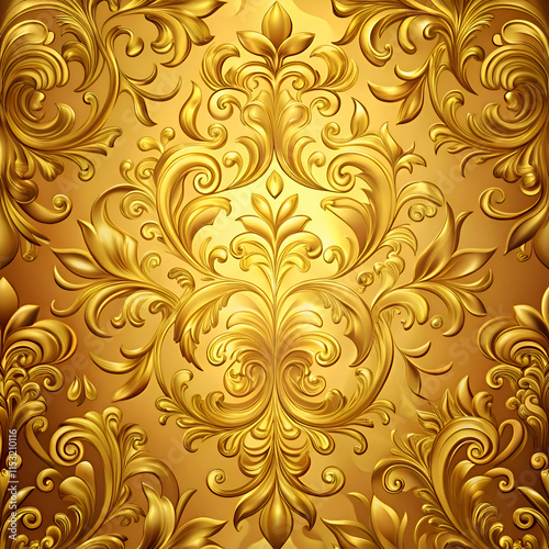 Golden Ornamental Floral Pattern. Seamless Background for Luxury Design
