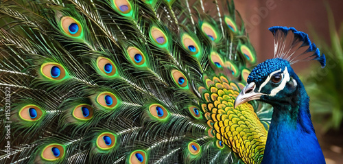 Peacock with rainbow colors