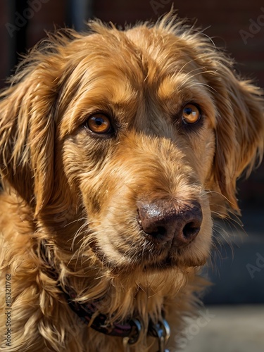 Gentle Portrait of a Wise Older Brown Dog photo