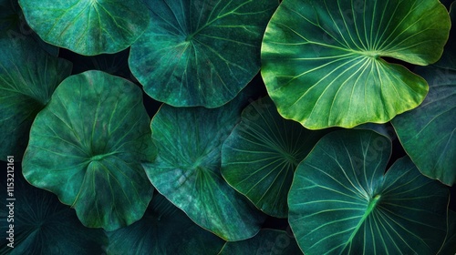 Emerald Green Tropical Leaf Pattern