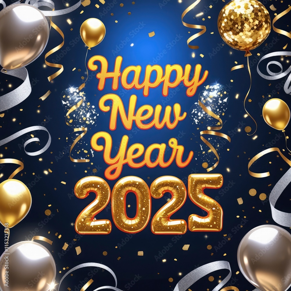 Naklejka premium happy new year 2025