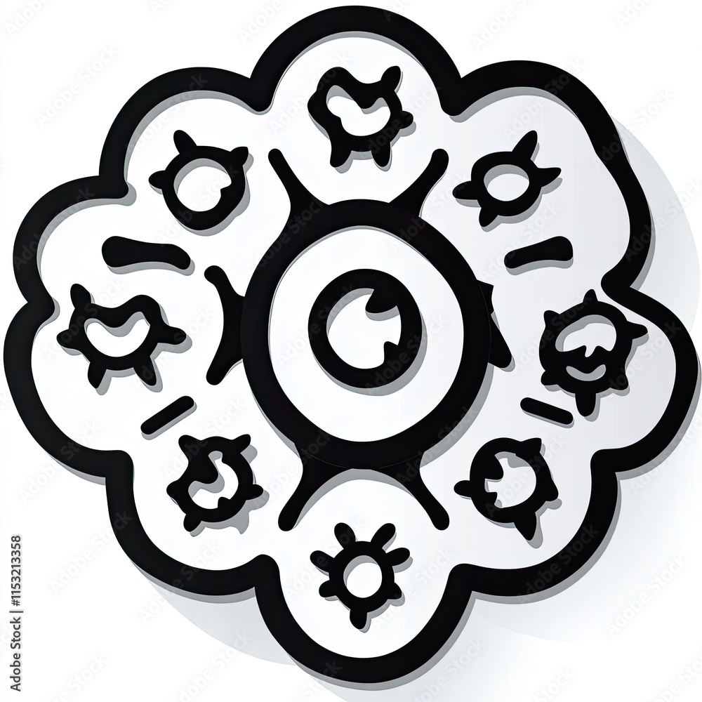 Abstract Black And White Circular Design With Smaller Shapes Abstract Black And White Circular Design With Smaller Shapes
