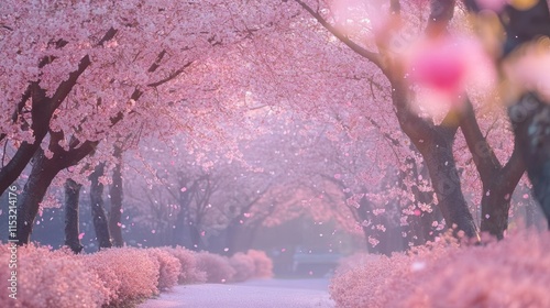Pink Sakura Blossoms Falling on a Path in Spring