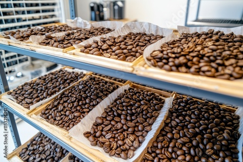 Coffee Roasting Process Specialty Coffee Shop Product Photography Modern Environment Close-Up View Art of Craftsmanship