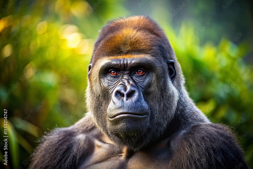 Fototapeta premium Majestic Gorilla in Minimalist 4K Landscape: A Powerful Silverback