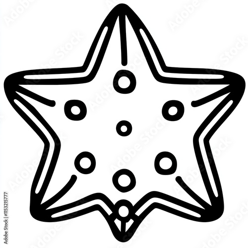 Simple Line Drawing Of A Starfish With Circles photo