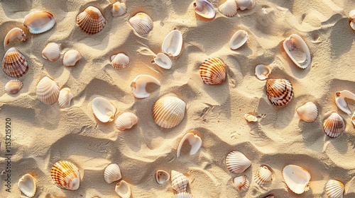 Seashells on a sandy beach. photo