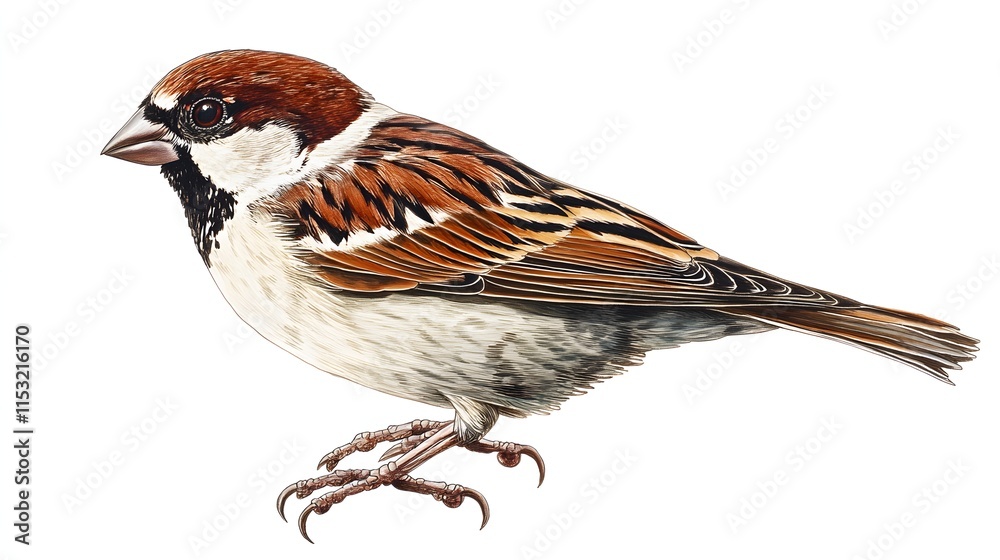 A Detailed Illustration Of A House Sparrow Bird A Detailed Illustration Of A House Sparrow Bird
