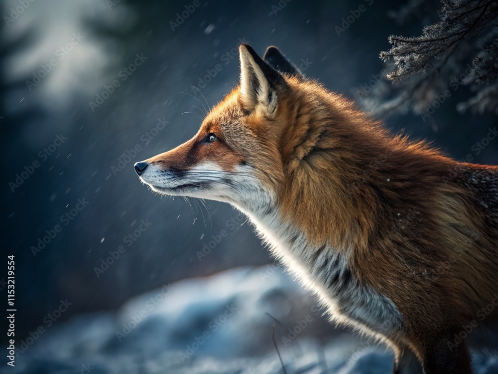Obraz premium Majestic Red Fox Profile Portrait - Long Exposure Wildlife Photography