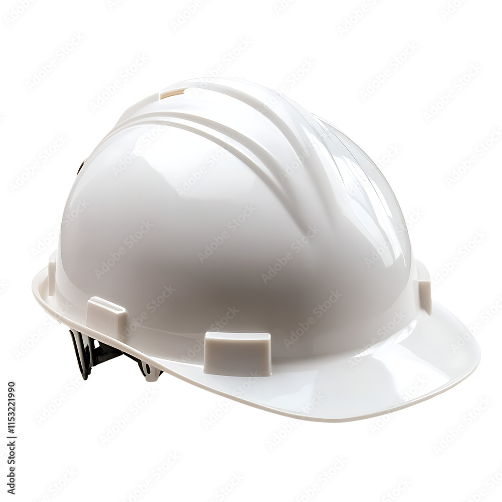 Fototapeta premium White safety construction helmet, isolated on a transparent background