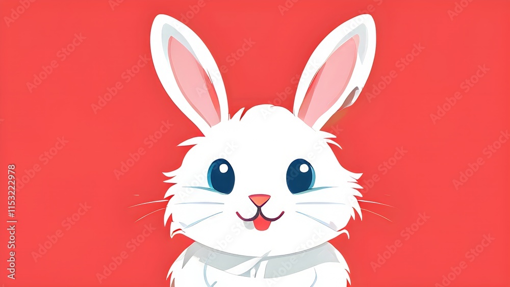 Obraz premium Simple cartoon Easter bunny, abstract illustration