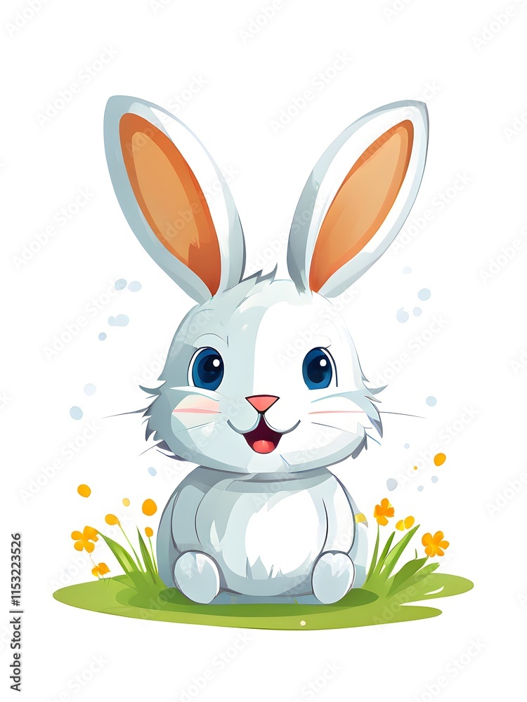 Fototapeta premium Simple cartoon Easter bunny, abstract illustration