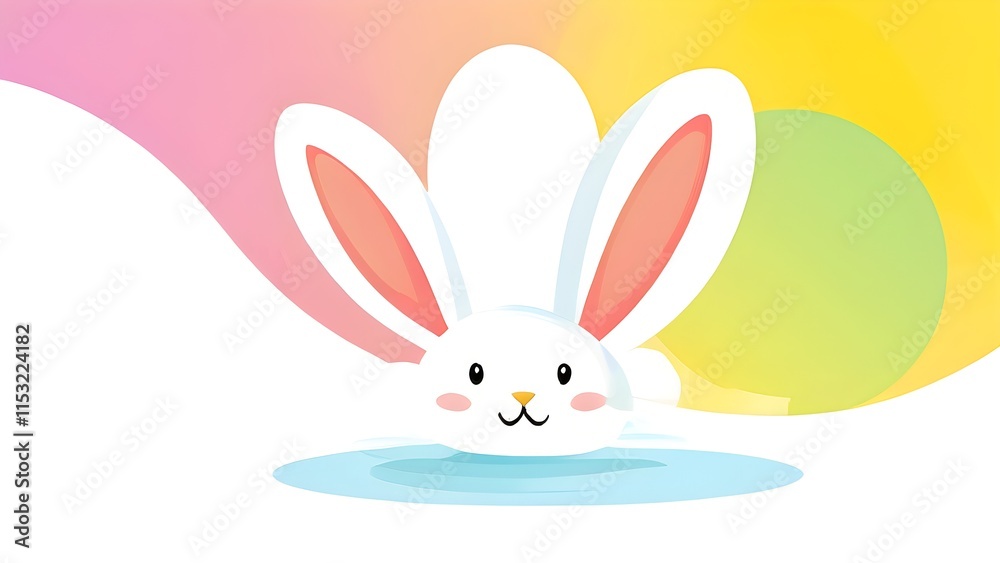 Fototapeta premium Simple cartoon Easter bunny, abstract illustration