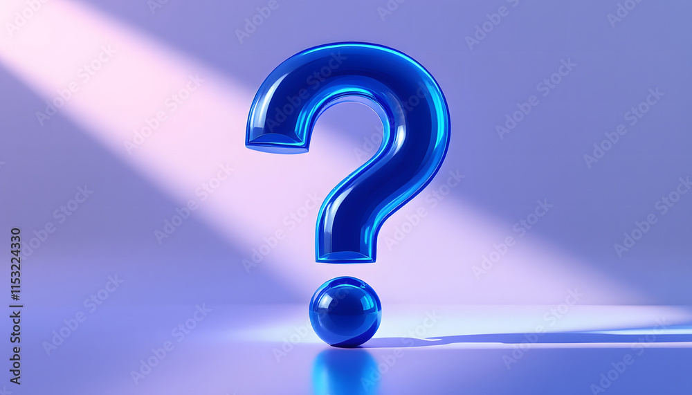 Blue 3D Question Mark, Symbol of Inquiry, Question Mark on Gradient Background, Curiosity and Questions Blue 3D Question Mark, Symbol of Inquiry, Question Mark on Gradient Background, Curiosity and Questions