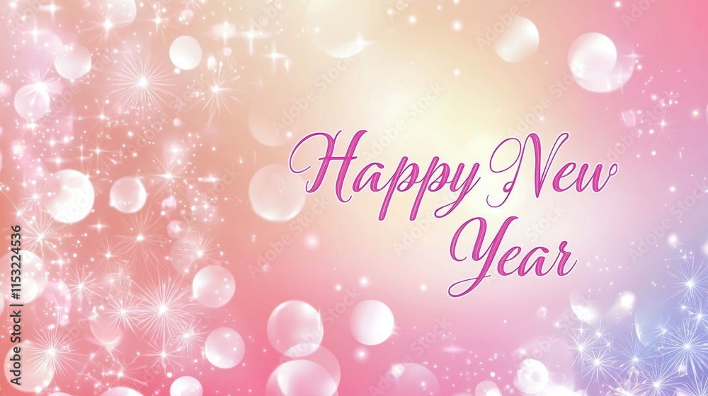 Soft Pastel Happy New Year Design with Bokeh Lights and Gentle Color Gradients for Celebration Soft Pastel Happy New Year Design with Bokeh Lights and Gentle Color Gradients for Celebration