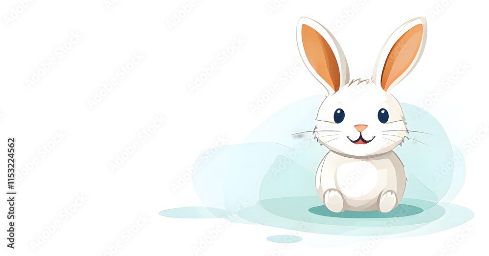Fototapeta premium Simple cartoon Easter bunny, abstract illustration