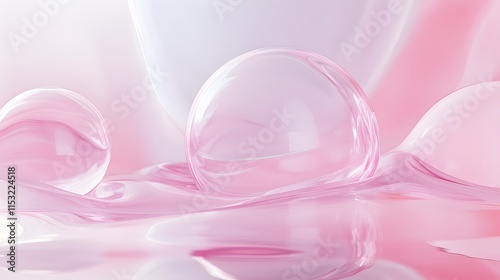 Wallpaper Mural Pink Abstract Glass Spheres on a Wavy Surface Torontodigital.ca