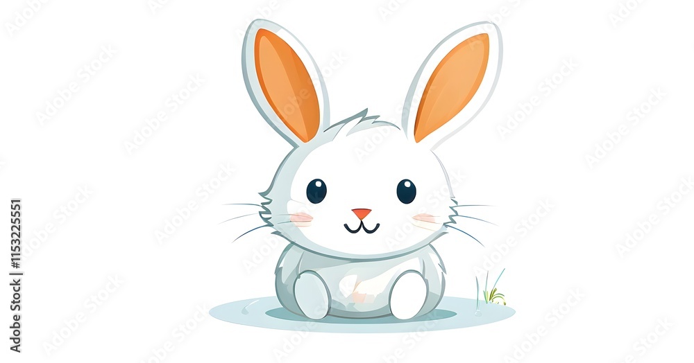 Fototapeta premium Simple cartoon Easter bunny, abstract illustration