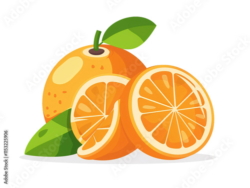 a group of oranges with leaves