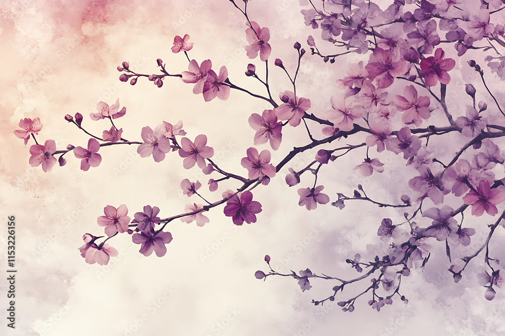 Fototapeta premium Soft Sakura Watercolor Floral Pattern