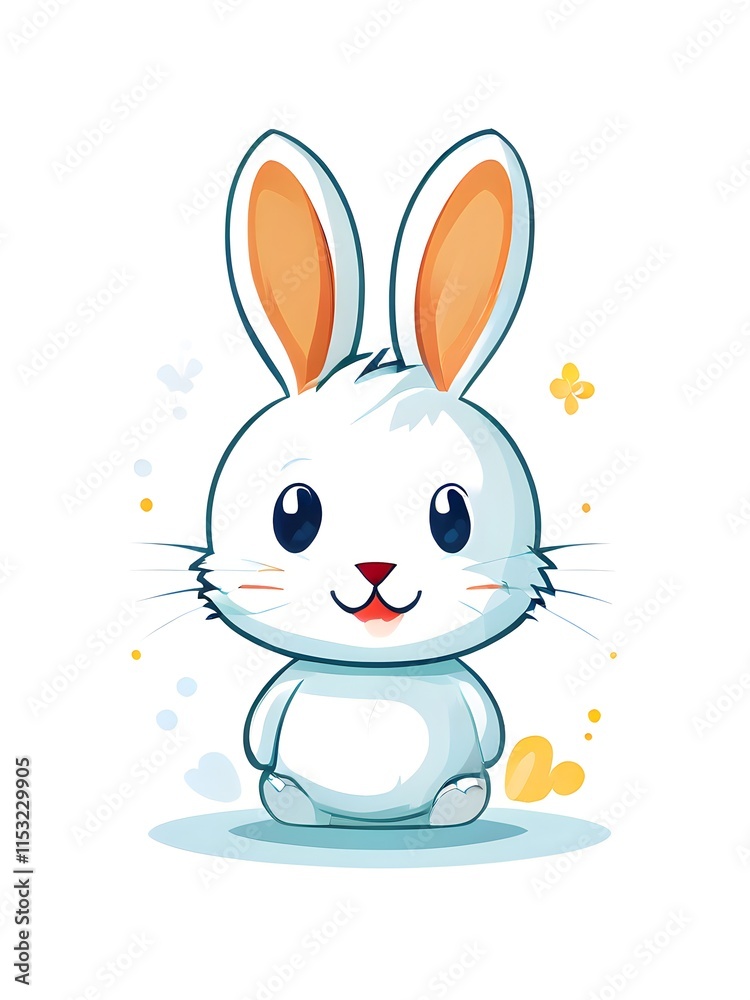 Obraz premium Simple cartoon Easter bunny, abstract illustration